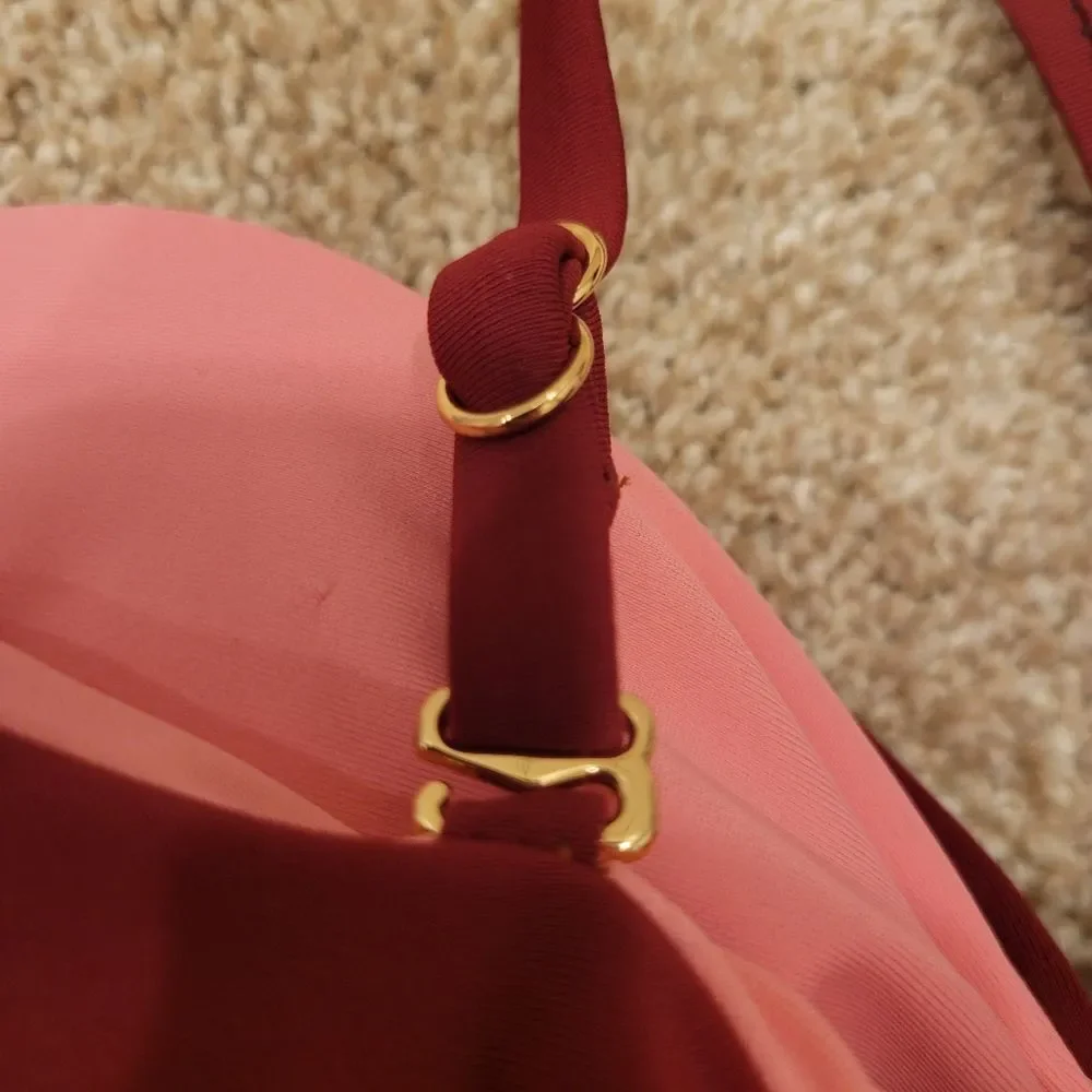 New Veronica Beard Tie-Front Bandeau Bikini Top Maroon Red Euro Summer Boho M - Picture 6 of 7